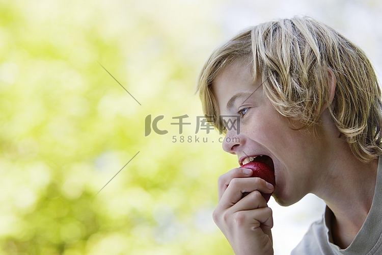 男孩(10-12岁)吃苹果，个人资料