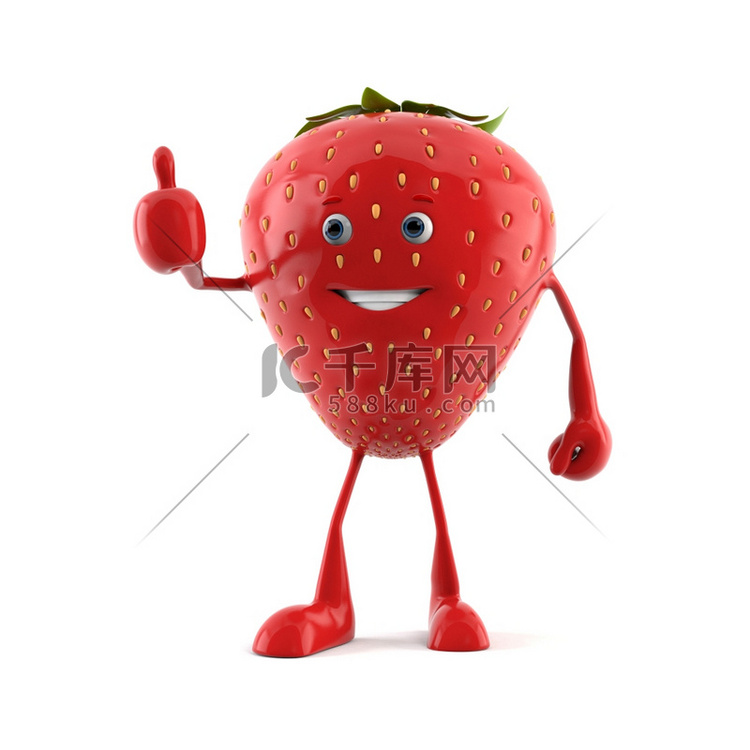 3D渲染的草莓字符的插图