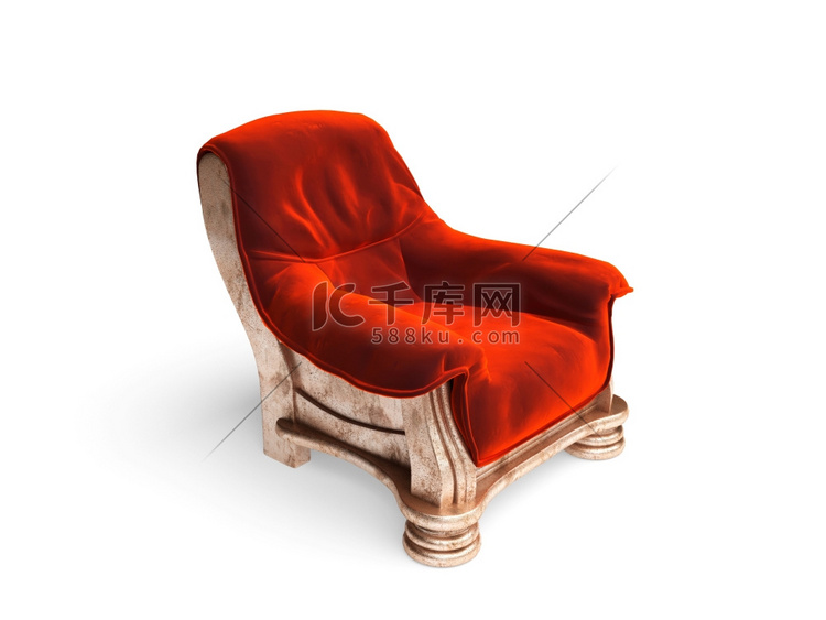 3D制作的孤立经典金色椅子