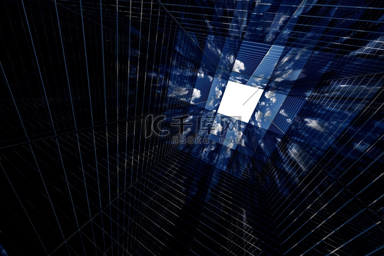 摩天大楼3D背景抽象色彩插图