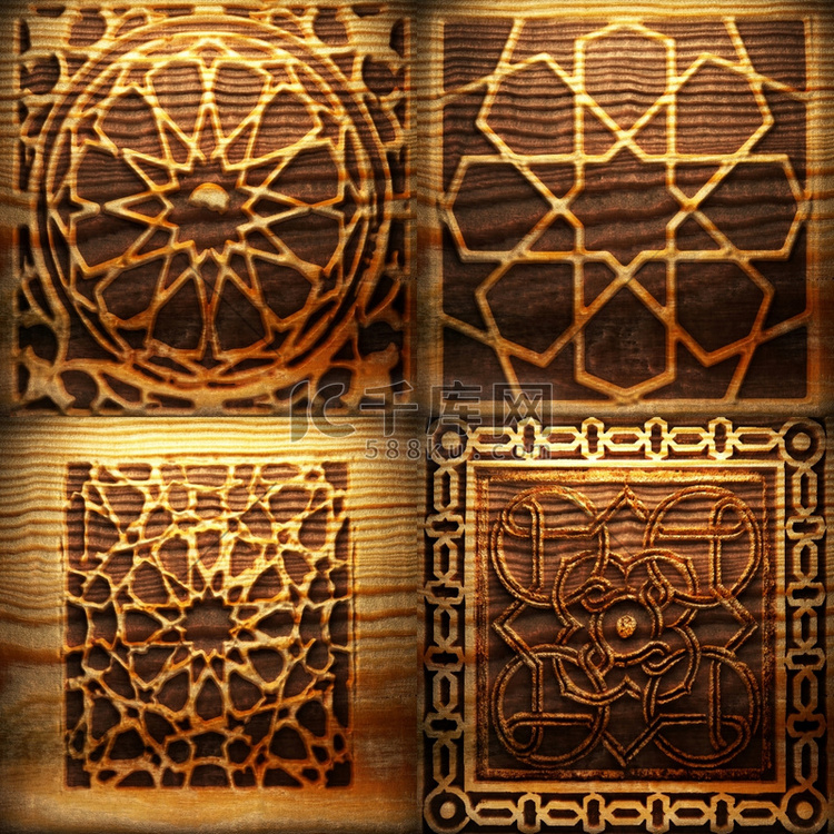 复古木制装饰品在3D图形
