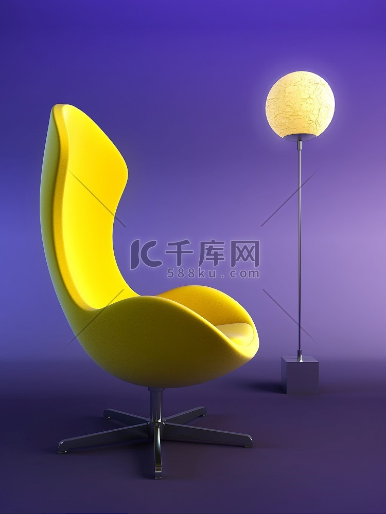 现代扶手椅3D计算机渲染