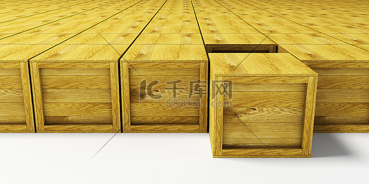 有许多木板条箱的仓库