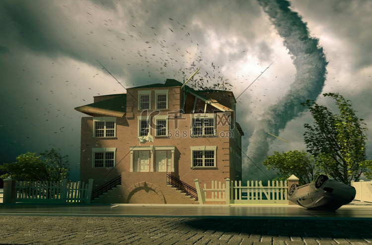 龙卷风的房子（3d渲染）