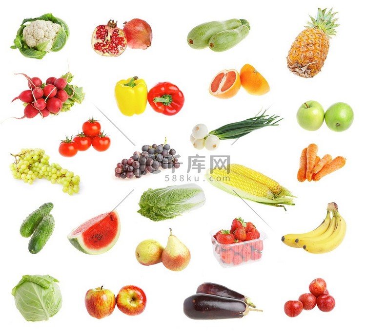 成熟的新鲜水果和蔬菜。有益健康