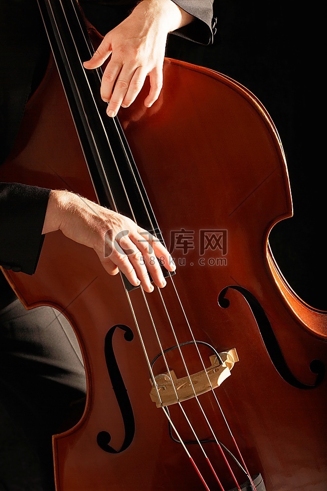 男子演奏低音提琴