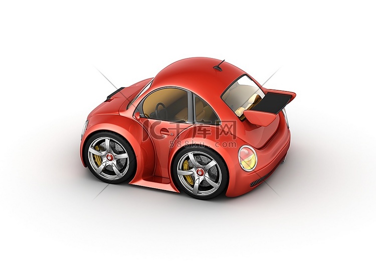红色跑车(3D白底隔离微型机系列)