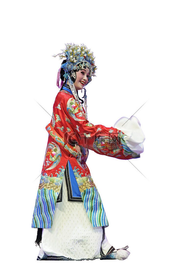 白色孤立背景的漂亮中国歌剧女演