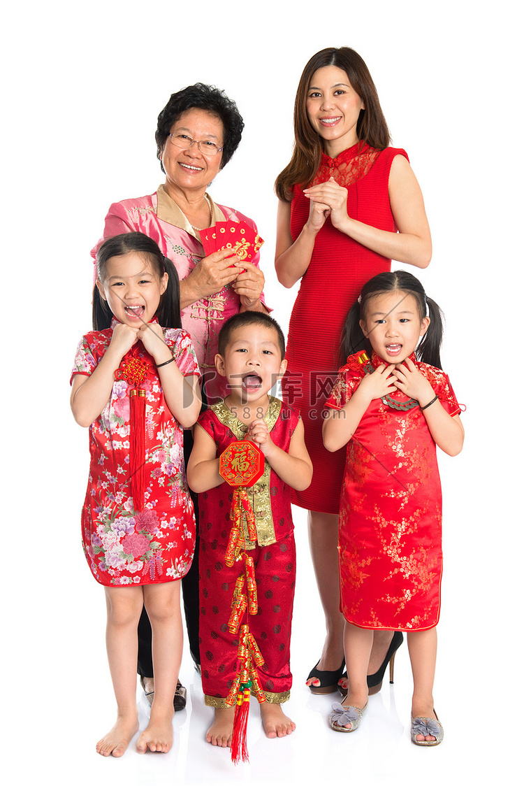 亚洲的中国家庭庆祝中国新年