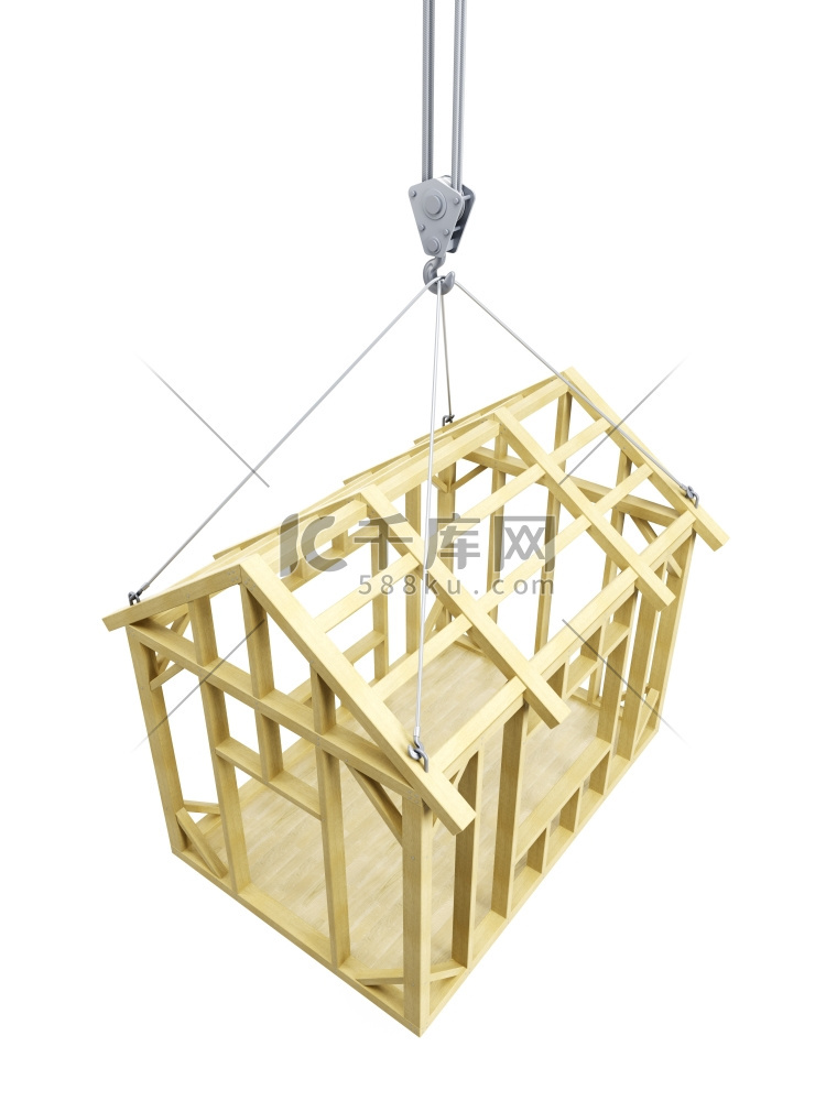 首页建筑，孤立的3D渲染