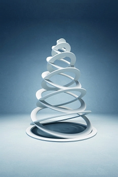 现代标志性圣诞树，3D渲染