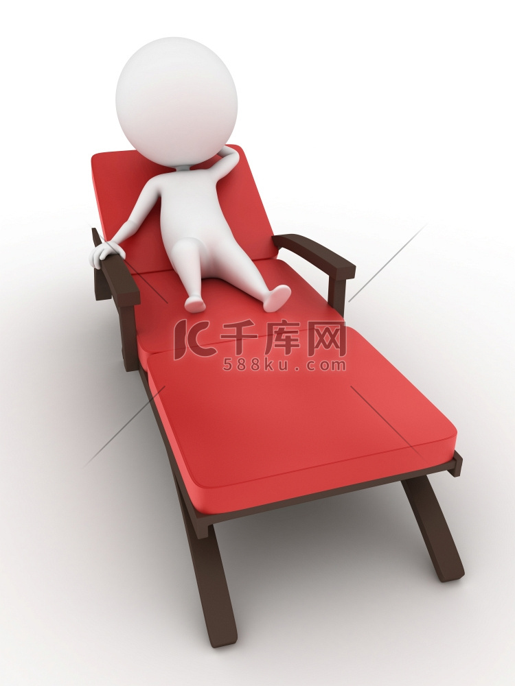 一个坐在躺椅上的人的3D渲染插图