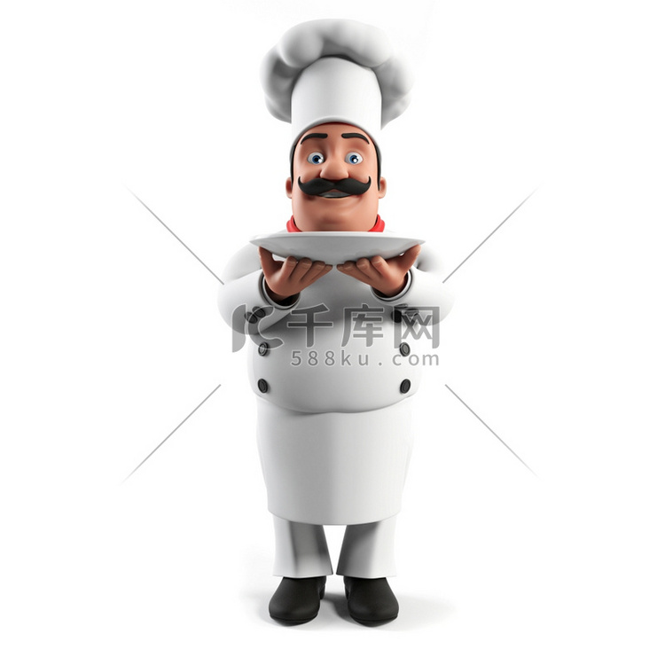 一位厨房厨师的3D渲染插图