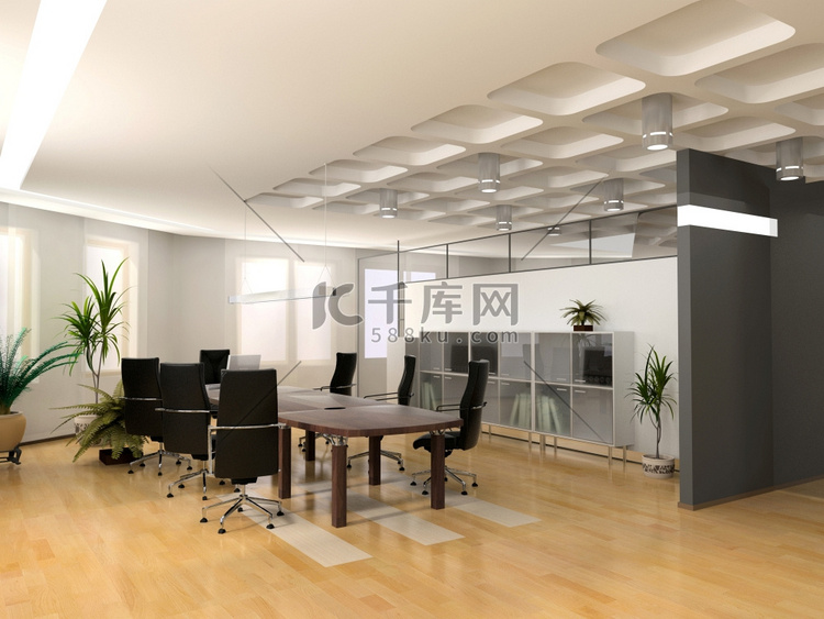 现代办公室内设计(3D渲染)