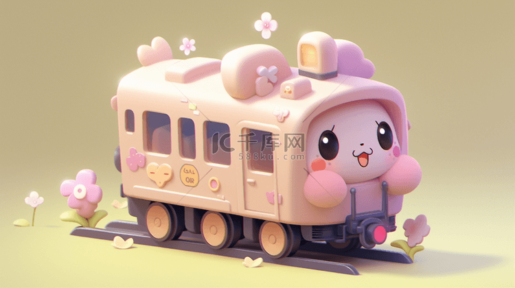 可爱的小火车3D粉彩粘土