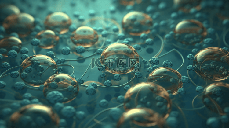 麻疹细胞的医学背景的 3D 渲染4