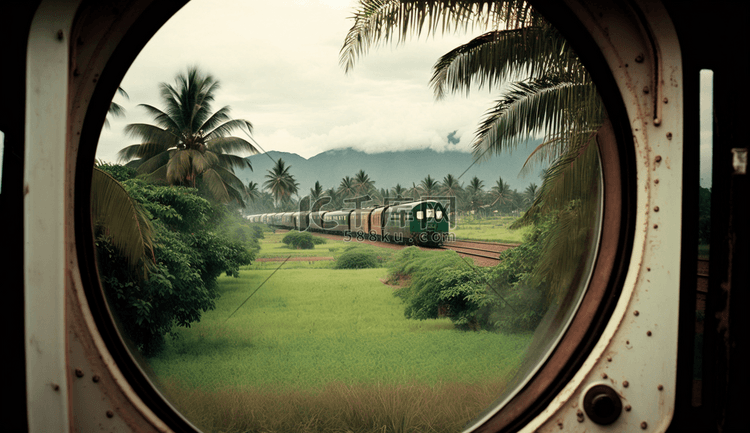 从旧蒸汽火车上看到的景象穿过马