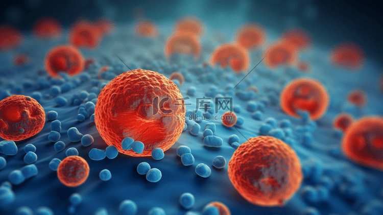 麻疹细胞的医学背景的 3D 渲染2