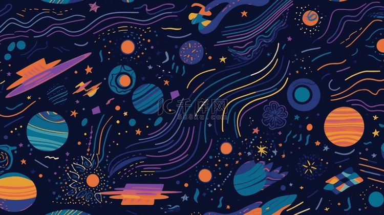 创意抽象卡通宇宙背景