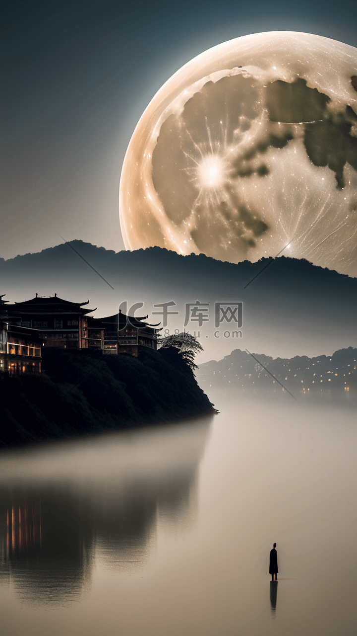 中国风复古明月江天一色