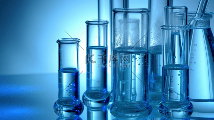 试管的蓝色液体 实验室玻璃器皿