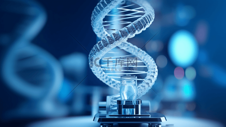 DNA环绕在显微镜和实验室设备