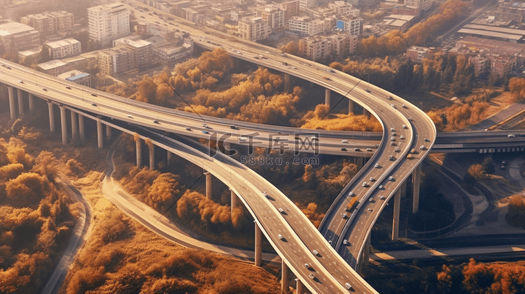 航拍中国山东济南城市立交桥