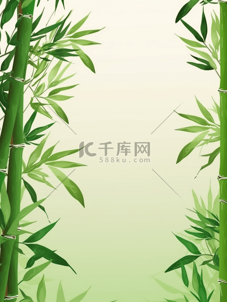 植物花卉边框绿色竹子小清新简约