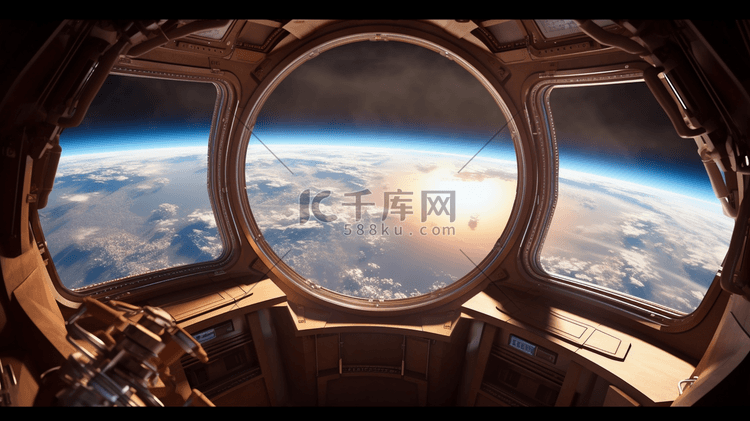 从空间站的窗口看外太空，这张图