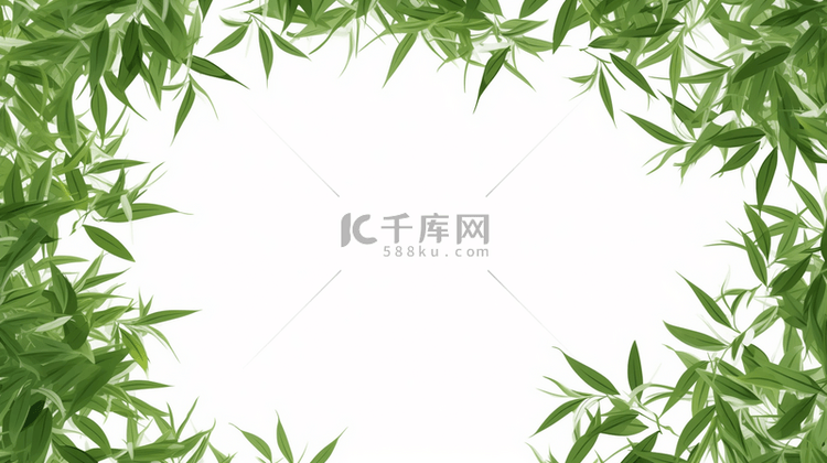 绿色竹子植物花卉边框小清新简约