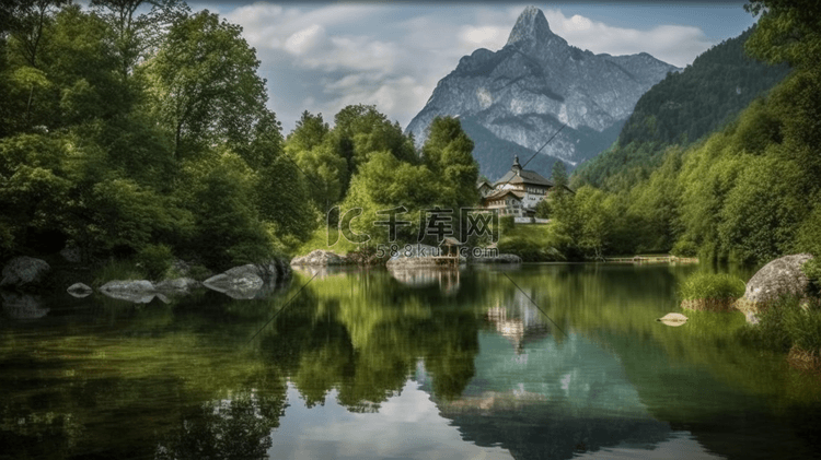 伯希特斯加登镇和高山风景巴伐利