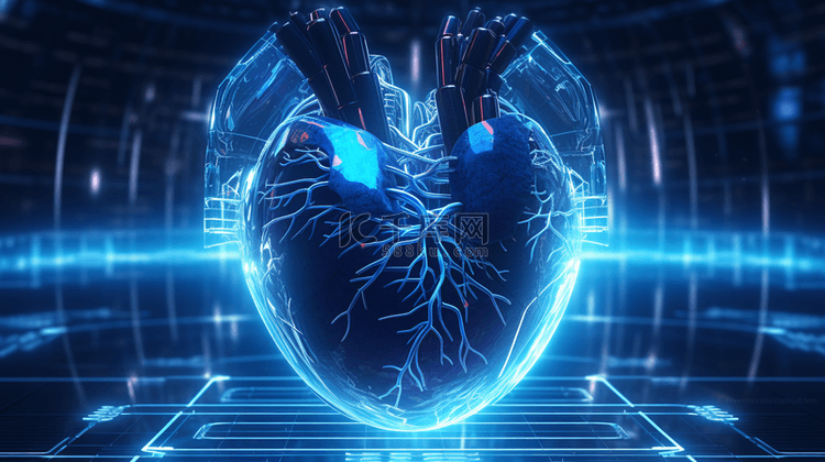 蓝色科技心脏器官背景