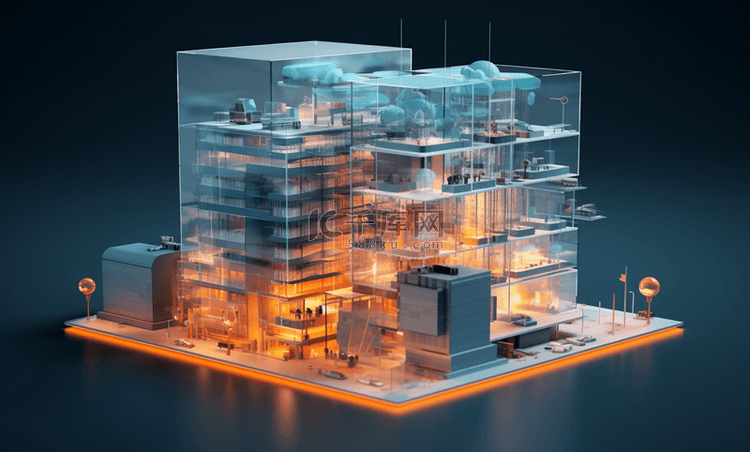 3D城市概念模型图背景