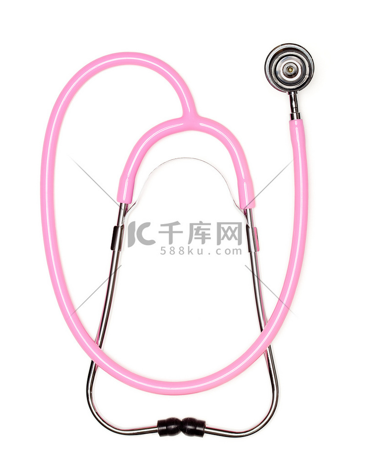 粉色儿科听诊器（白色背景）