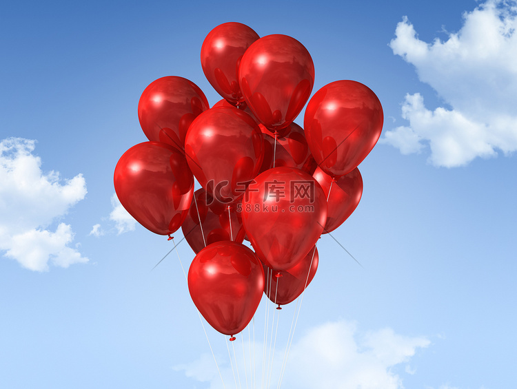 蓝天上的红气球