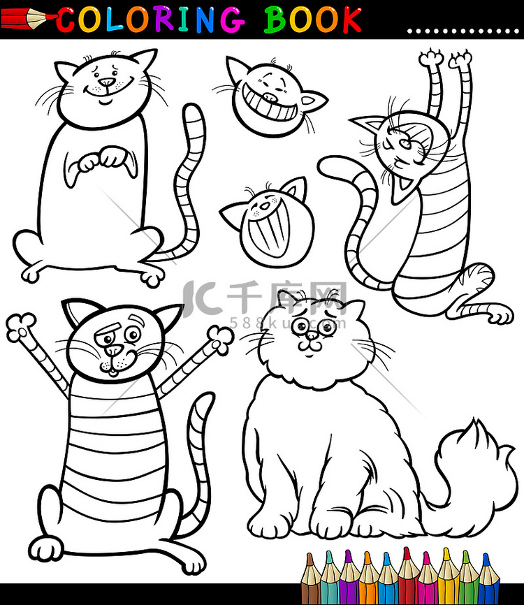 卡通猫或小猫 Coloring Page