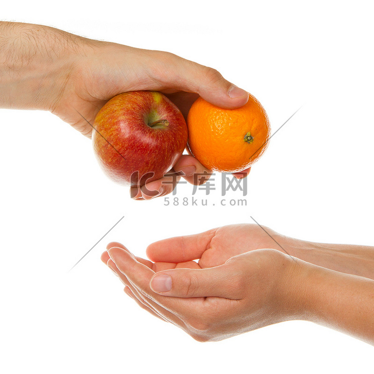 给一个苹果和一个橙子