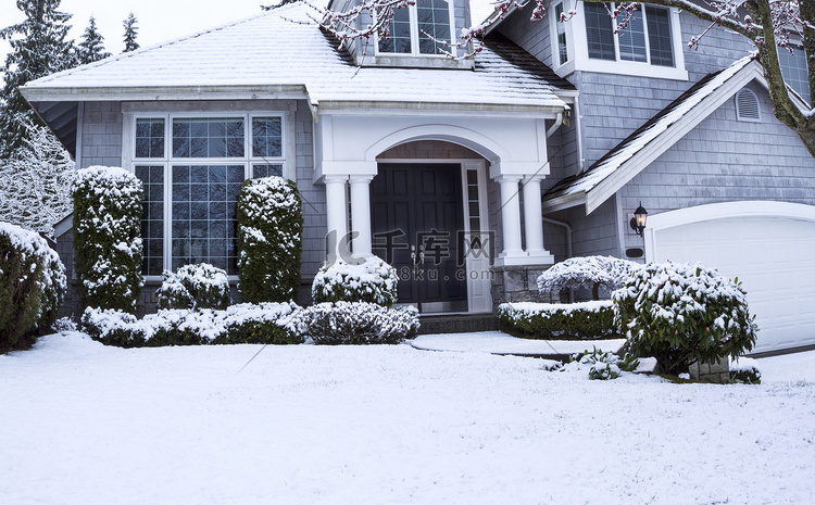 房子和院子上的雪