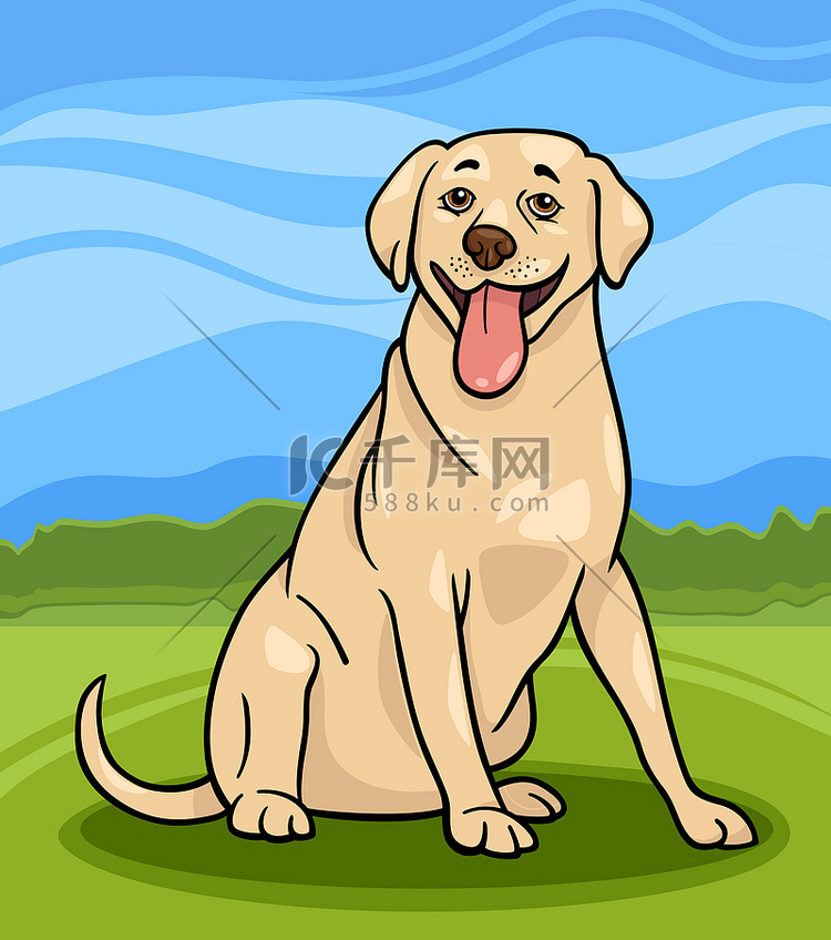 拉布拉多犬狗卡通插图