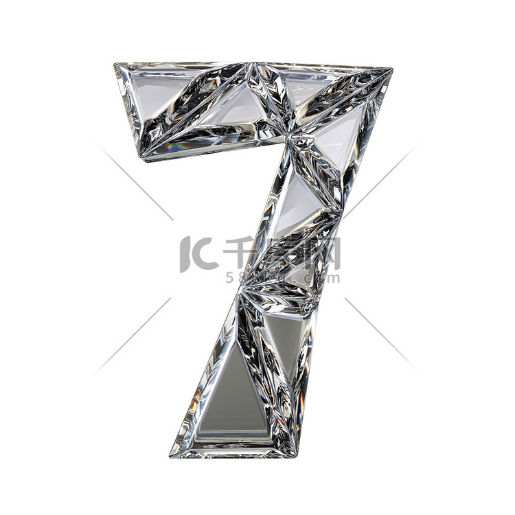 水晶三角字体编号 SEVEN 7 3D