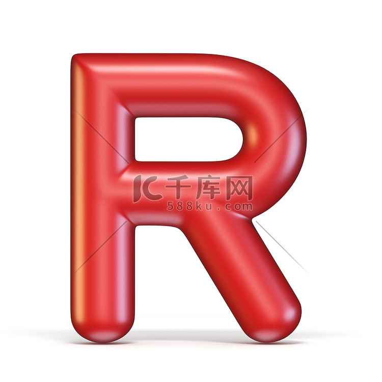 红色光泽字体字母 R 3d