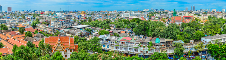 广角曼谷市。 