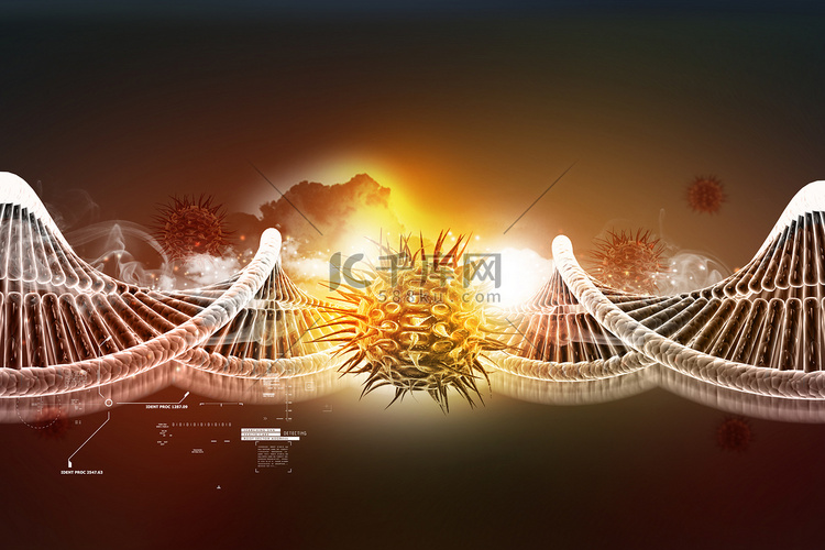 扭曲的铬 DNA 链和病毒模型