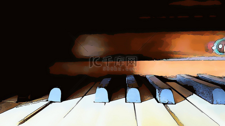 代表一架旧钢琴的黑白键的数字彩