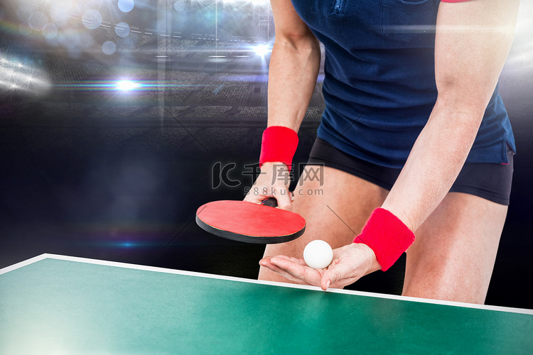 女运动员打乒乓球的合成图像