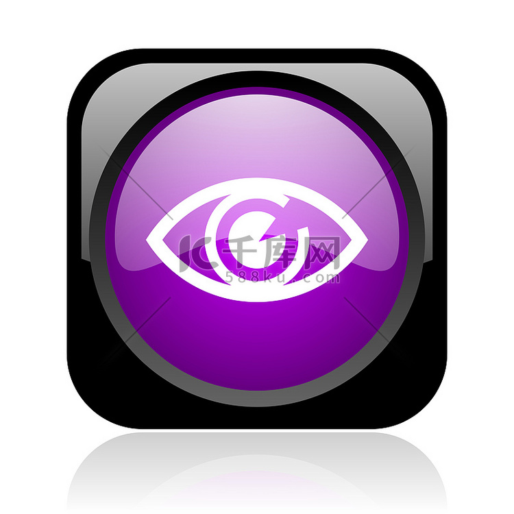 眼睛黑色和紫色方形 web 光泽图标