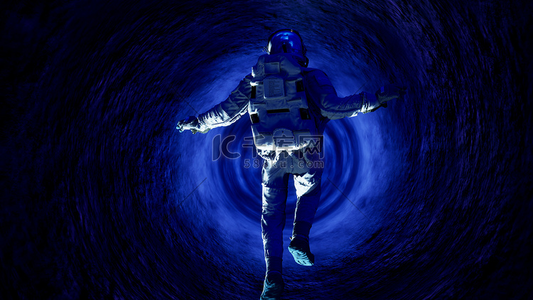 宇航员被吸入一个巨大的黑洞。 