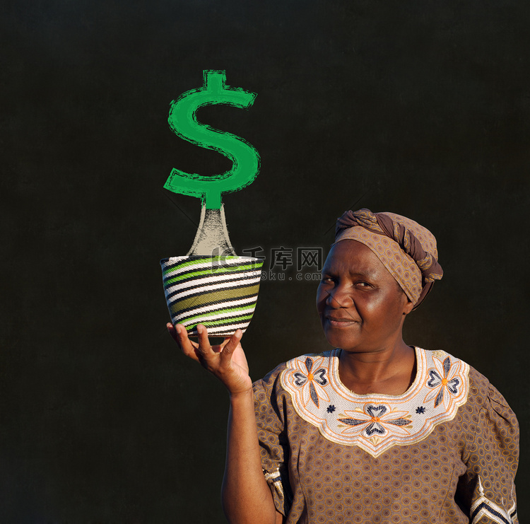 南非祖鲁女人篮子销售女人黑板金