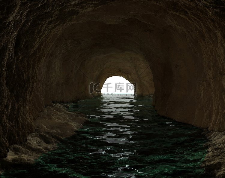 长长的黑暗隧道尽头充满了水和光