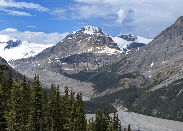 “加拿大落基山脉与冰川融水的壮
